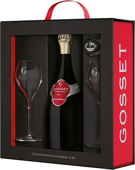 Gosset Grande Reserve Brut 0,75l + 2 sklenice + stoper