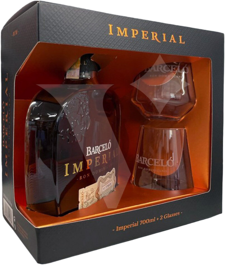 Ron Barcelo Imperial 0,7l  + 2 sklenice