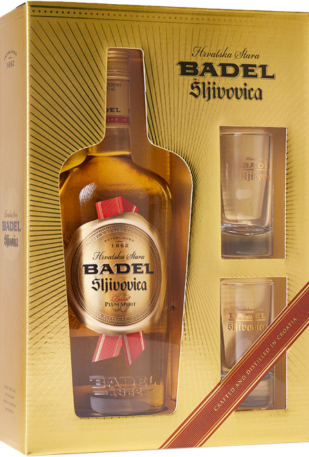 Badel slivovice 0,7l + sklenice